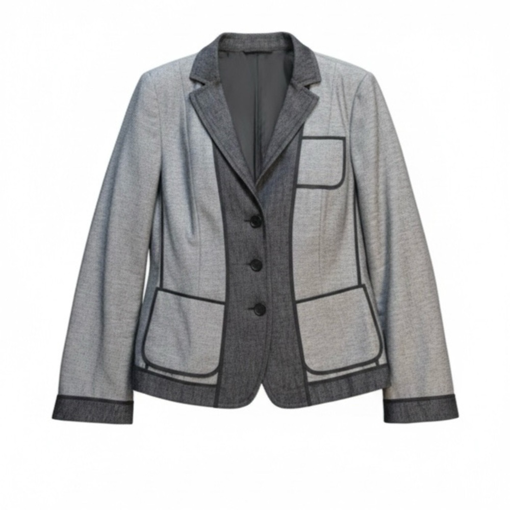 Akris Punto Linen Flax Deconstructed Inside Out 2 Tone Chambray Blazer Size 12